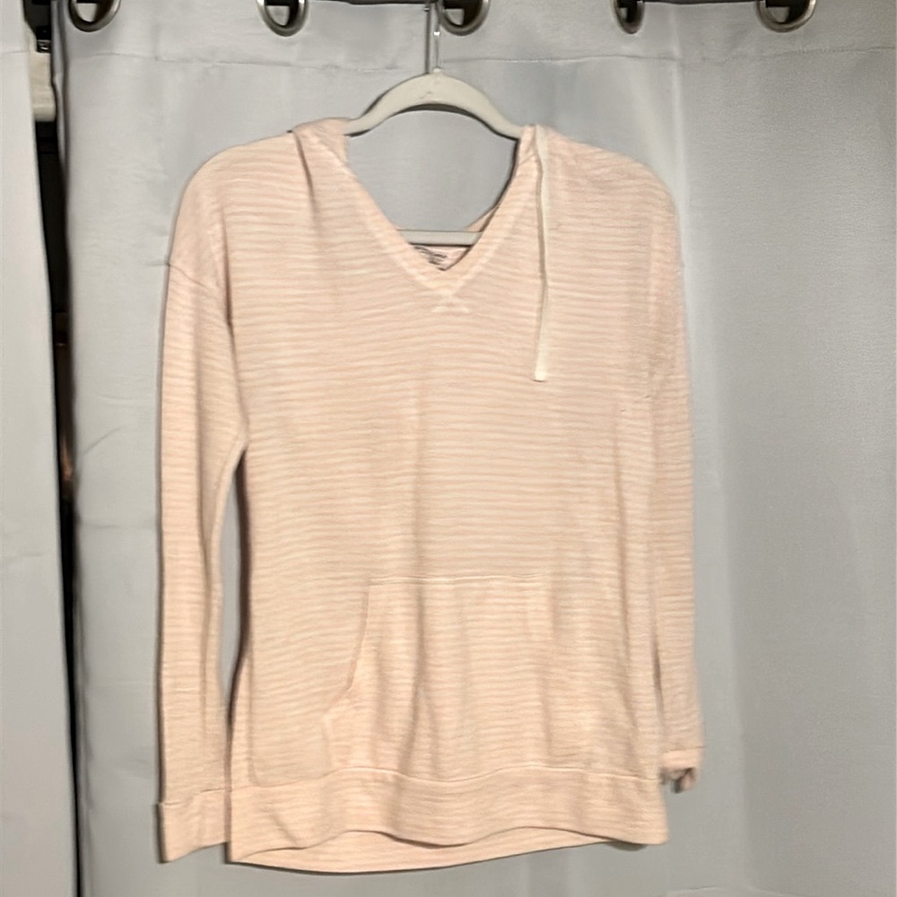 Kohl’s Sonoma brand extra small lightweight hoodie pink, and white stripe